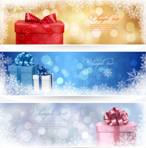 Christmas Holiday exquisite christmas gift banner about different color background