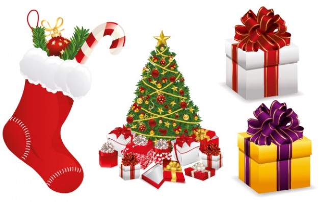 Christmas merry Santa Claus christmas design elements set about Christmas tree Holiday elements