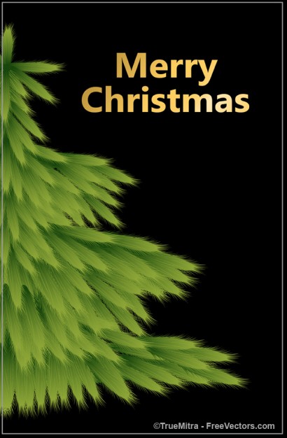 christmas pine greeting card with dark background