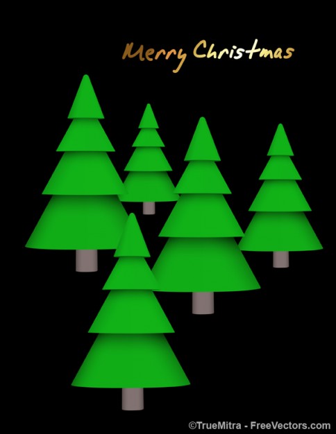 christmas pine trees set with dark background