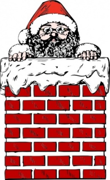 Christmas santa Chimney in a chimney clip art about Christmas Holiday