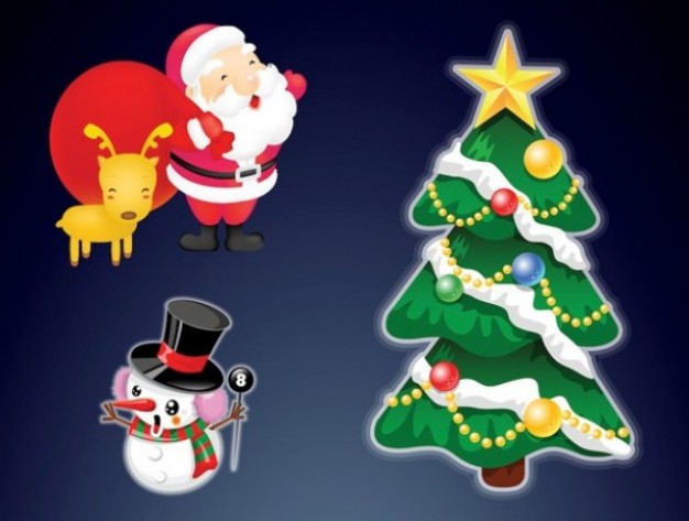 Christmas Santa Claus stylish icon set about Holidays Eastview elements