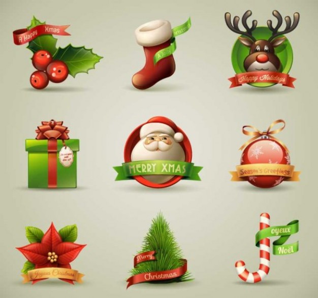 Christmas Santa Claus theme icons with ribbons about Holiday Shopping