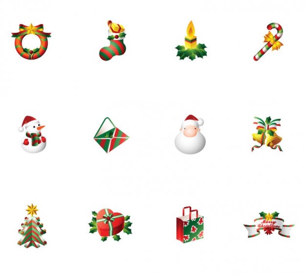 Christmas set Christmas tree of christmas icons about Holiday elements deer snowman etc