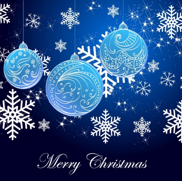 Christmas snowflake Holidays background and blue christmas balls arounded with Decorations