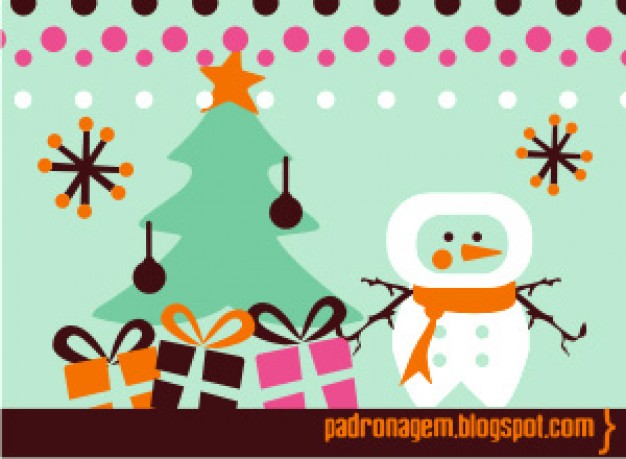 Christmas Snowman and tree cartoon about Christmas tree pattern