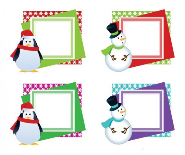Christmas Snowman frames with a snowman in different colors about Holiday elements