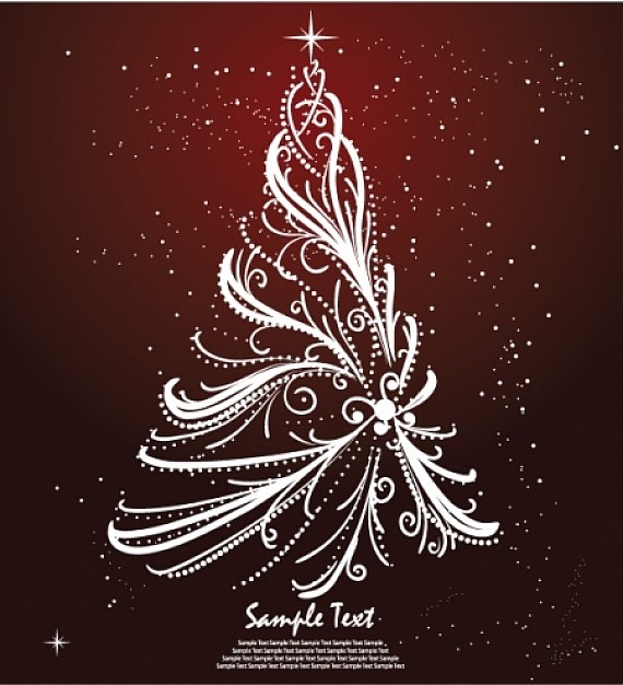 Christmas tree about floral with rose red background