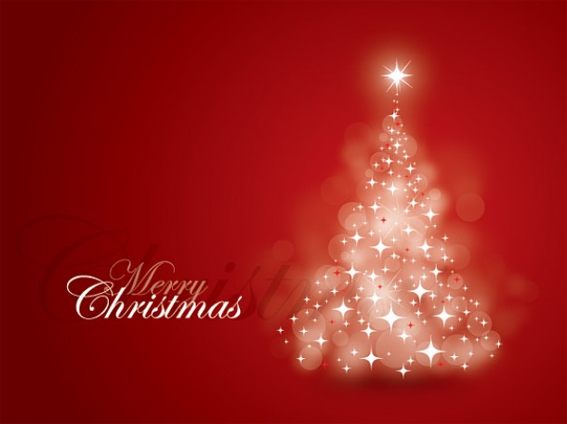 Christmas tree christmas card about Christmas holiday red background