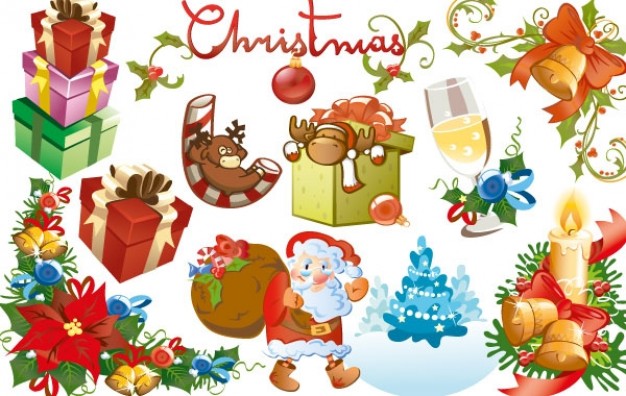 Christmas  tree christmas design elements about holiday gift santa ball etc