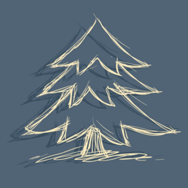 christmas tree doodle over light blue
