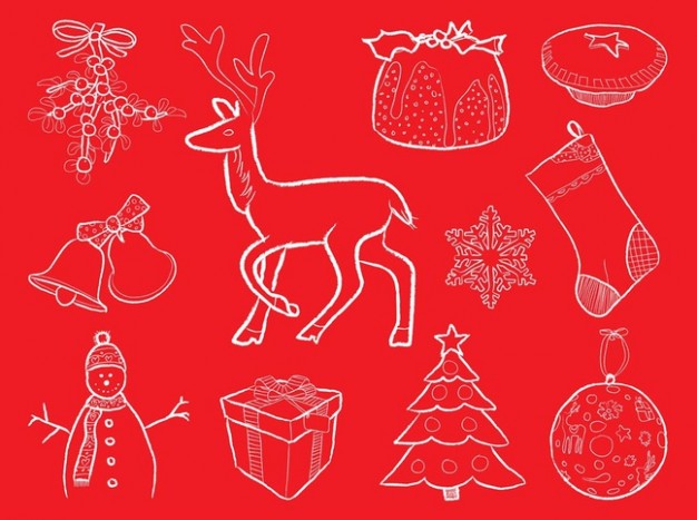Christmas tree festive celebration elements illustrations about Santa Claus Holidays