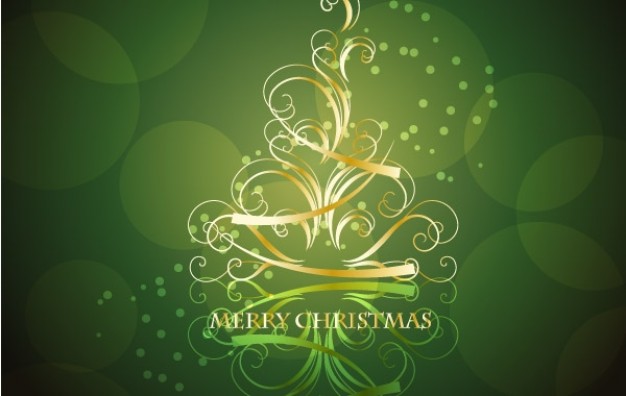 Christmas tree golden Christmas swirling christmas tree with blackish green background about Christm