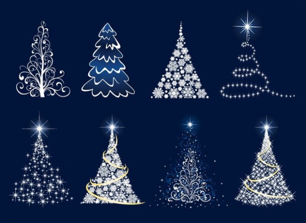 christmas tree graphics made of light lamp with different style