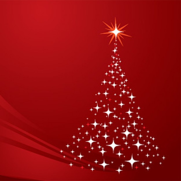 Christmas tree made of star light with red background about Holidays Holly and Ivy