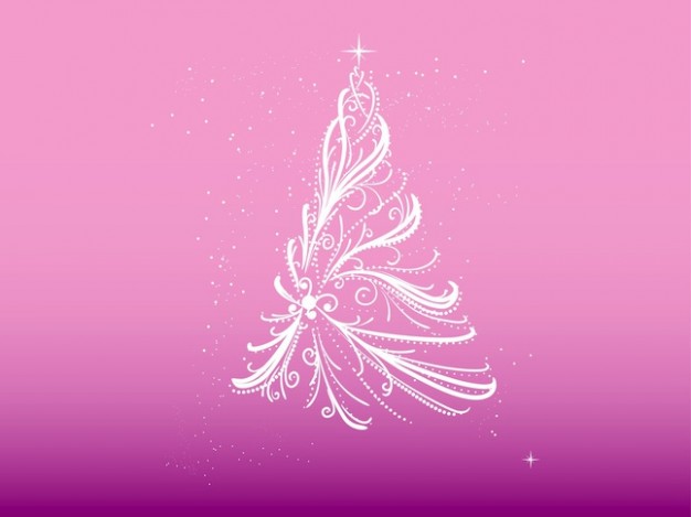 christmas tree made out of ribbons with pink background