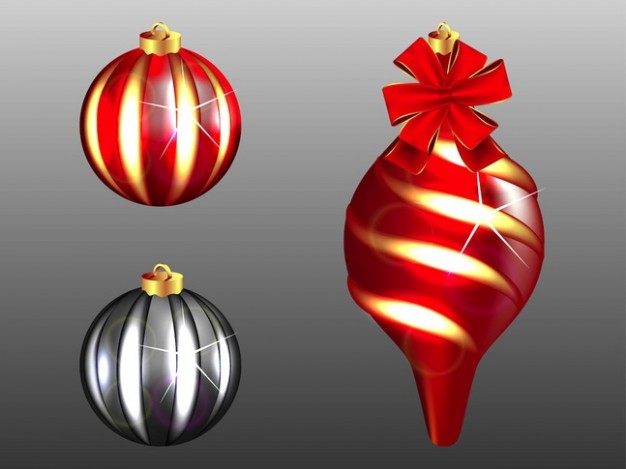 christmas tree ornaments shiny decoration ball with grey background