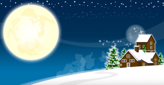 Christmas winter Christmas tree landscape illustration about moon Horticulture Agriculture and Fores