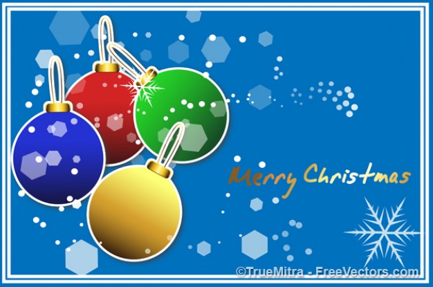 colored christmas balls for greeting card design