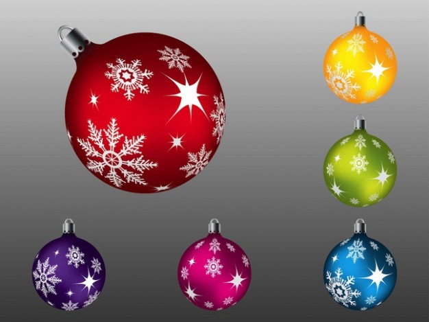 colorful balls with snowflakes decoration about Christmas holiday elements
