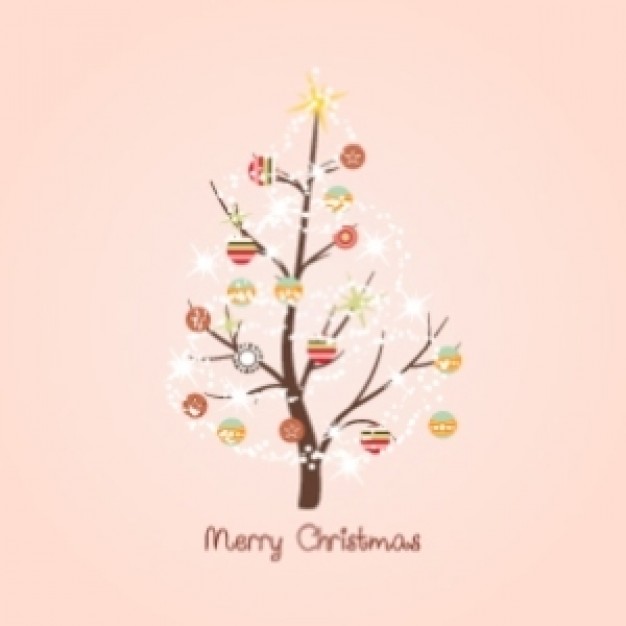 colorful christmas tree over pink background