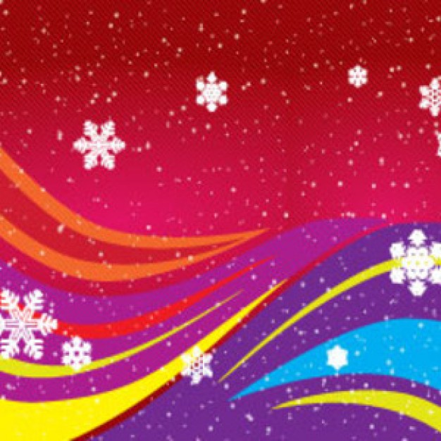 colorful wave winter colored art lined on red background