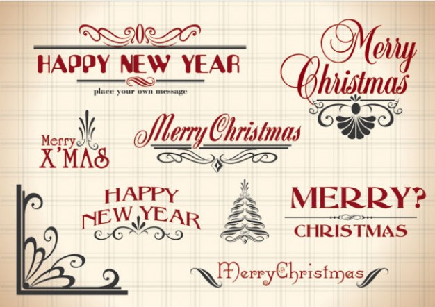 creative fonts for Christmas and new year holiday