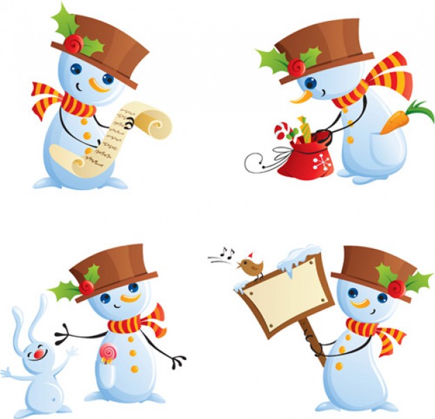 cute Christmas snowman with lable and cute coloring