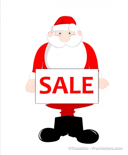 cute santa holding sale tag front view