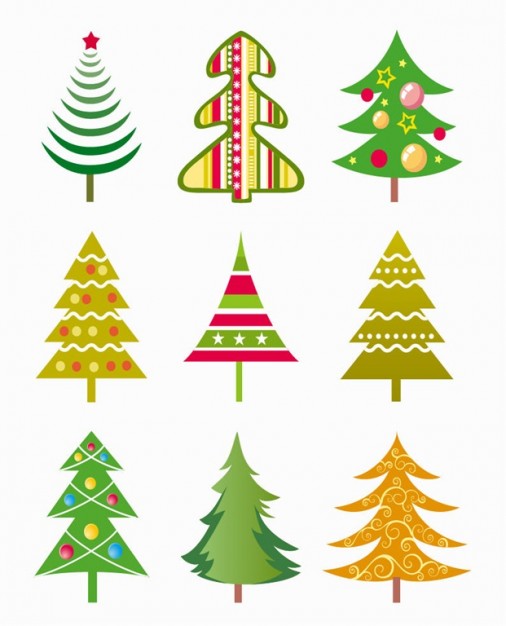 different Christmas tree illustration set about Christmas elements