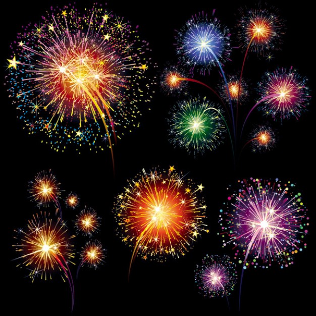 Firework splendid New Year fireworks about holiday night scene