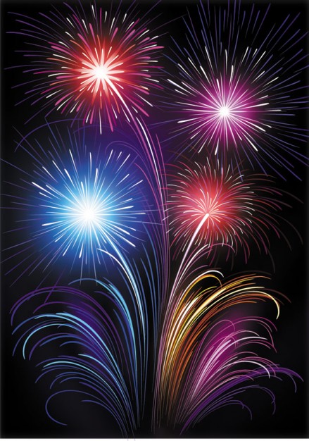 Firework splendid New Year fireworks material about Christmas material