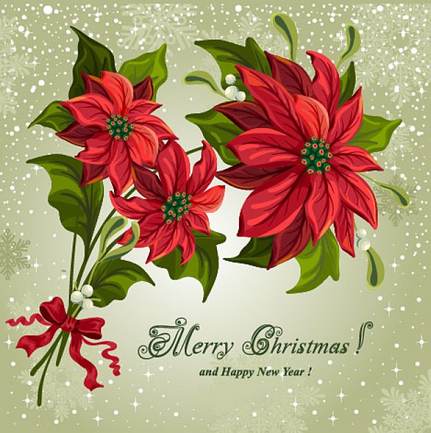 flower christmas download vector over cyan and snow dots background