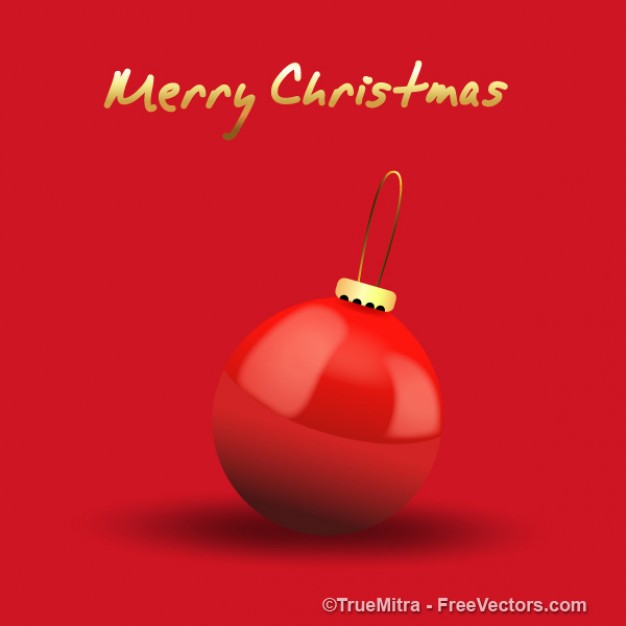 full red christmas ball card and merry Christmas sign