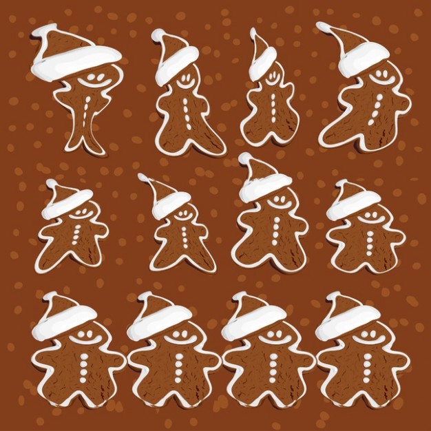 gingerbread man vectors over vintage elegant brown background