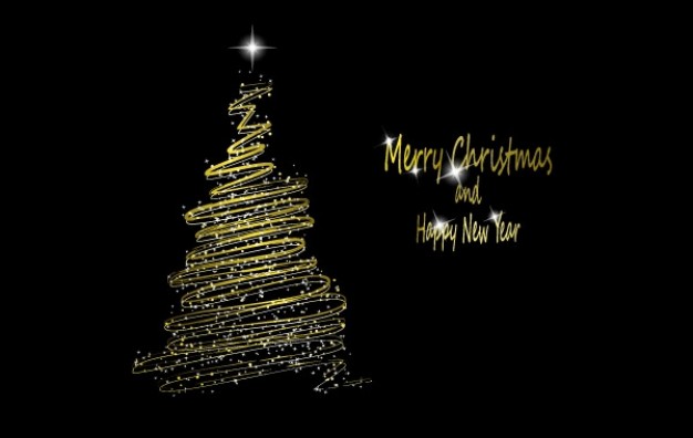 gold christmas elements over dark background