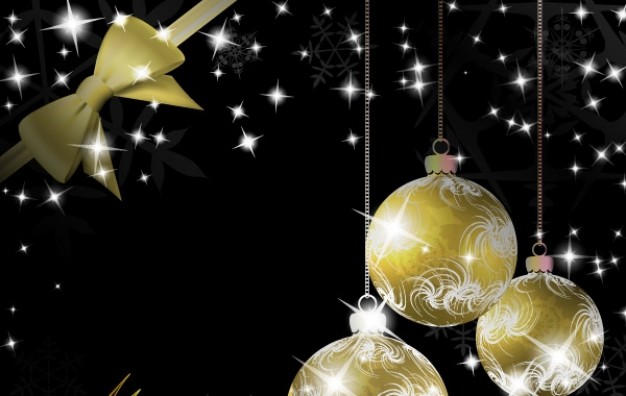 gold christmas elements with snowflakes and dark background