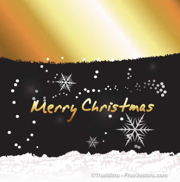 golden christmas background with snowflakes and sign