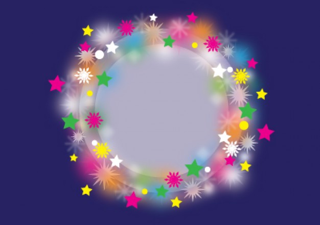 gray circle with multicolors stars at edge for Christmas wreath