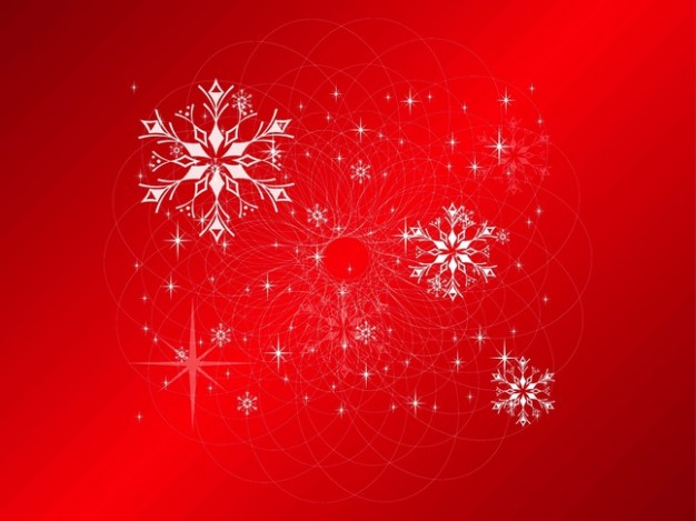 greeting card with snowflakes with red background