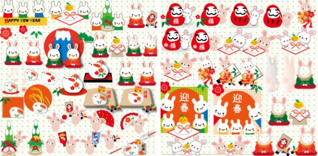 Holidays year Glade of the rabbit collection about Christmas elements