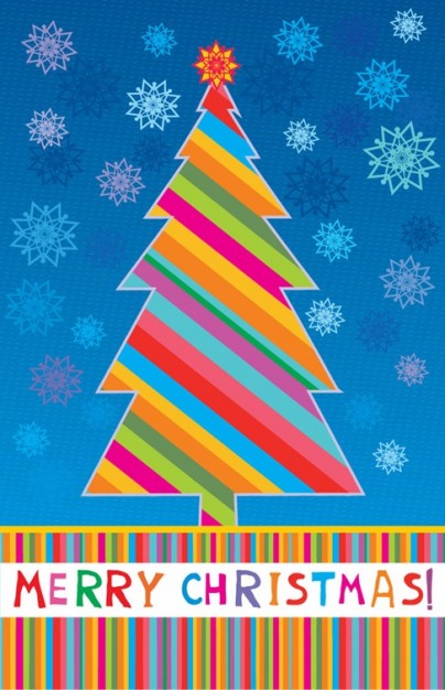 merry christmas greeting card illustration with blue and snowflakes background