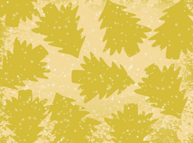 pattern of christmas golden trees in green yellow style