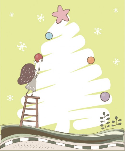 Recreation lines Pets cute illustration material about children Christmas tree