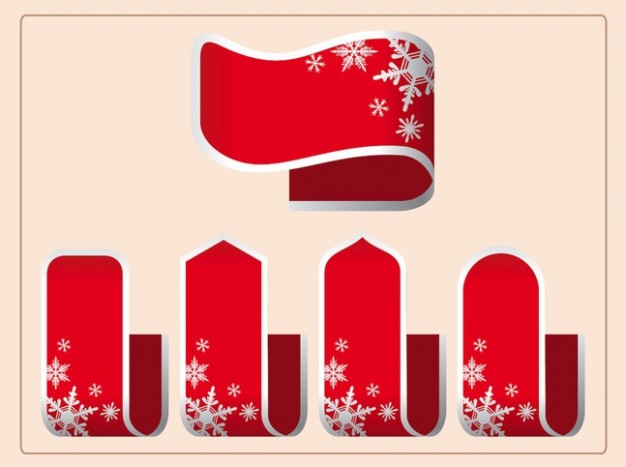 red decorative christmas celebration ribbons with snowflakes