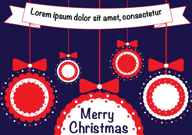 ribbons bows circles in christmas template with dark purple background