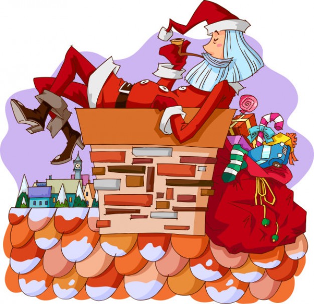 Santa Claus Christmas claus lying on gifts about Holidays scene