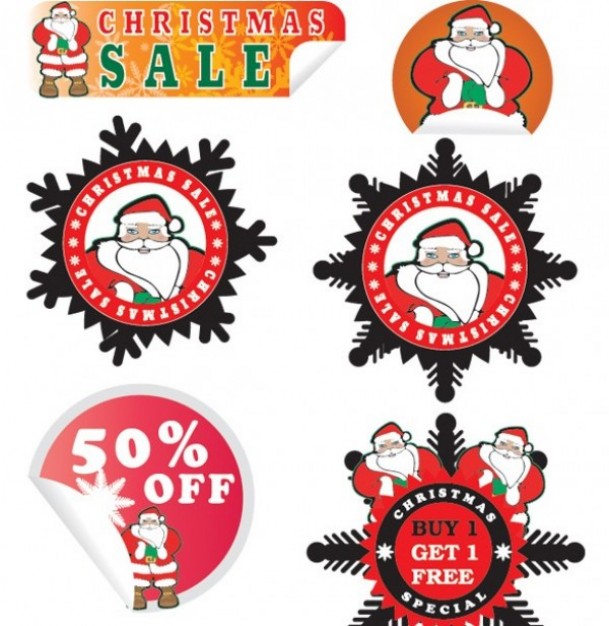 showy stickers set with santa for christmas detailed sale