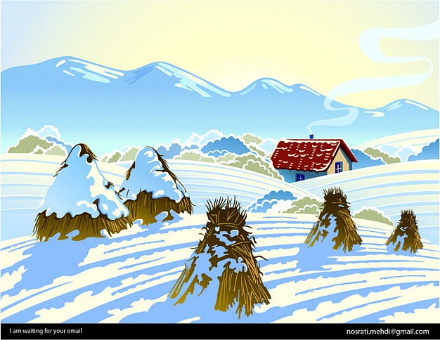 Snow mountain winter day about Winter landscape cartoon | download Free  Christmas Vectors