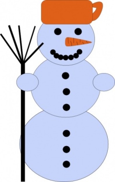 Snowman Arts with broom clip art about Christmas winter